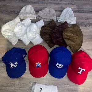 NEW ERA FITTED CAPS 7 1/8 BUCKET HATS BEANIES SILK BANDANAS BUNDLE ACCESSORIES